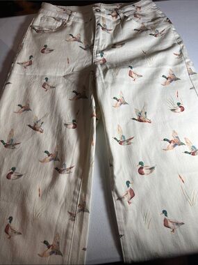 Men's Cream Duck-Print Pants